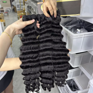 Loose Deep Wave Double Weft Human Hair Extensions 100% Remy Deep Wave Hair Bundles Wet And Wavy