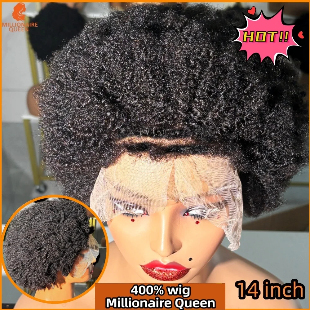 400% High Density 13x4 Lace Frontal Wigs 100% Human Hair Afro 4C Kinky Curly Super Double Drawn Glueless Wigs On Clearance Sale