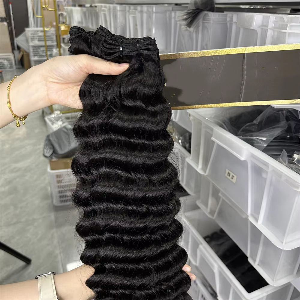 Loose Deep Wave Double Weft Human Hair Extensions 100% Remy Deep Wave Hair Bundles Wet And Wavy - Image 5