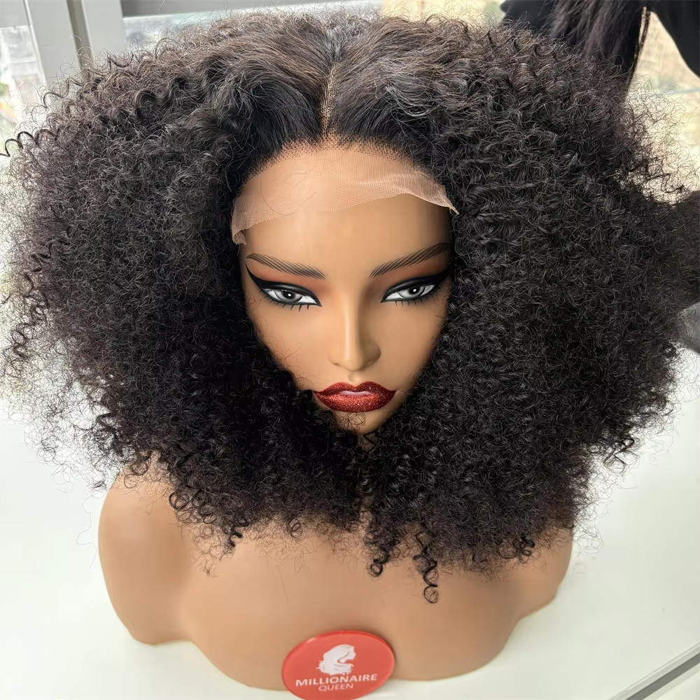 400% High Density 13x4 Lace Frontal Wigs 100% Human Hair Afro 4C Kinky Curly Super Double Drawn Glueless Wigs On Clearance Sale - Image 2