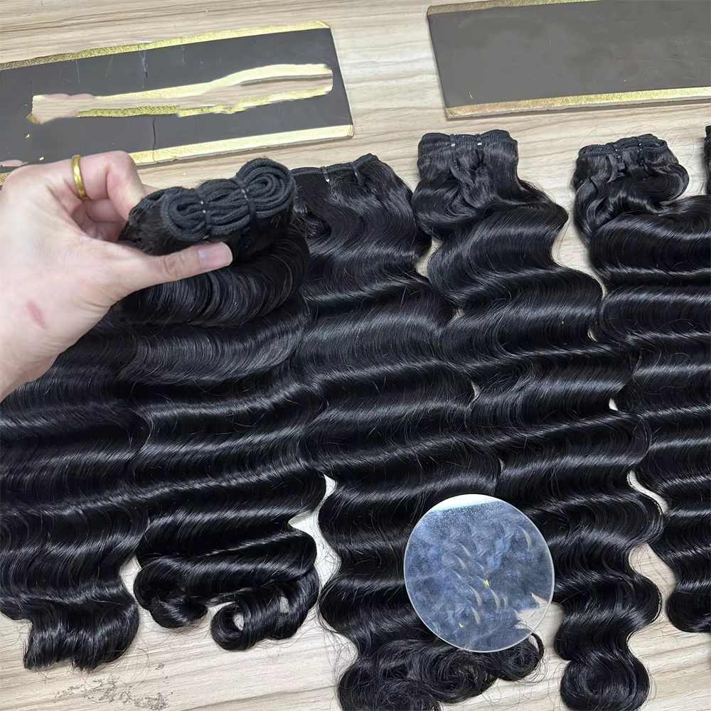 Loose Deep Wave Double Weft Human Hair Extensions 100% Remy Deep Wave Hair Bundles Wet And Wavy - Image 4