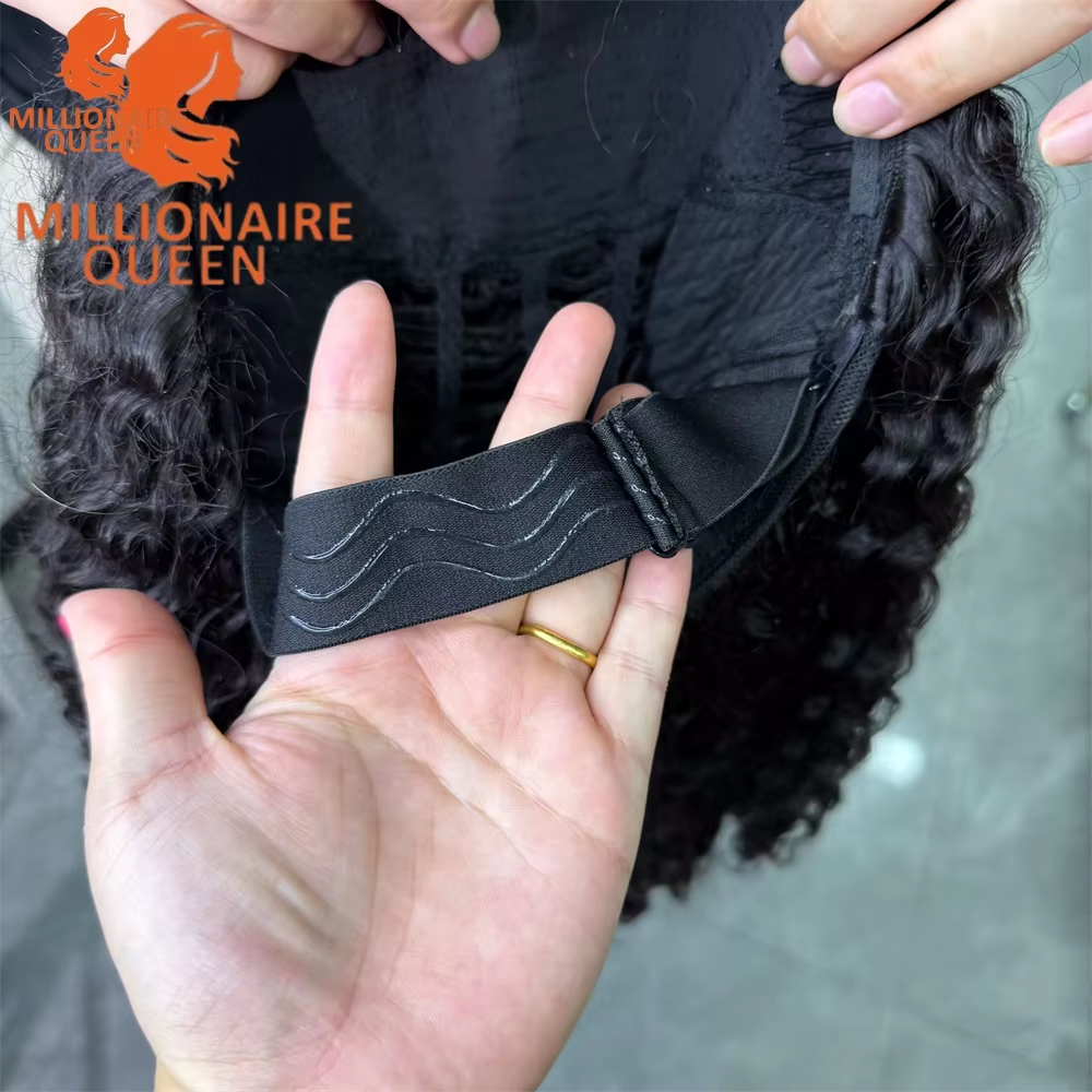 Burmese 3C4A Curly Invisible Half Wigs 100% Human Hair Burmese Curly Adjustable 3/4 Half Wig For Women - Image 6