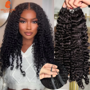 Millionaire Queen 15A Crochet Feather Human Hair Burmese Curly Pre-Separated Crochet Hair Extensions On Sale 100% Human Hair